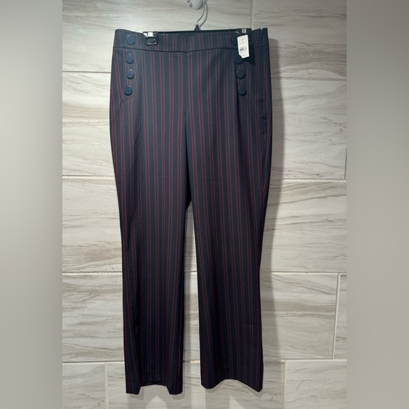 LOFT Pants - Ann Taylor Loft Red and Blue Stripe Julie Trousers Size 12 NWT